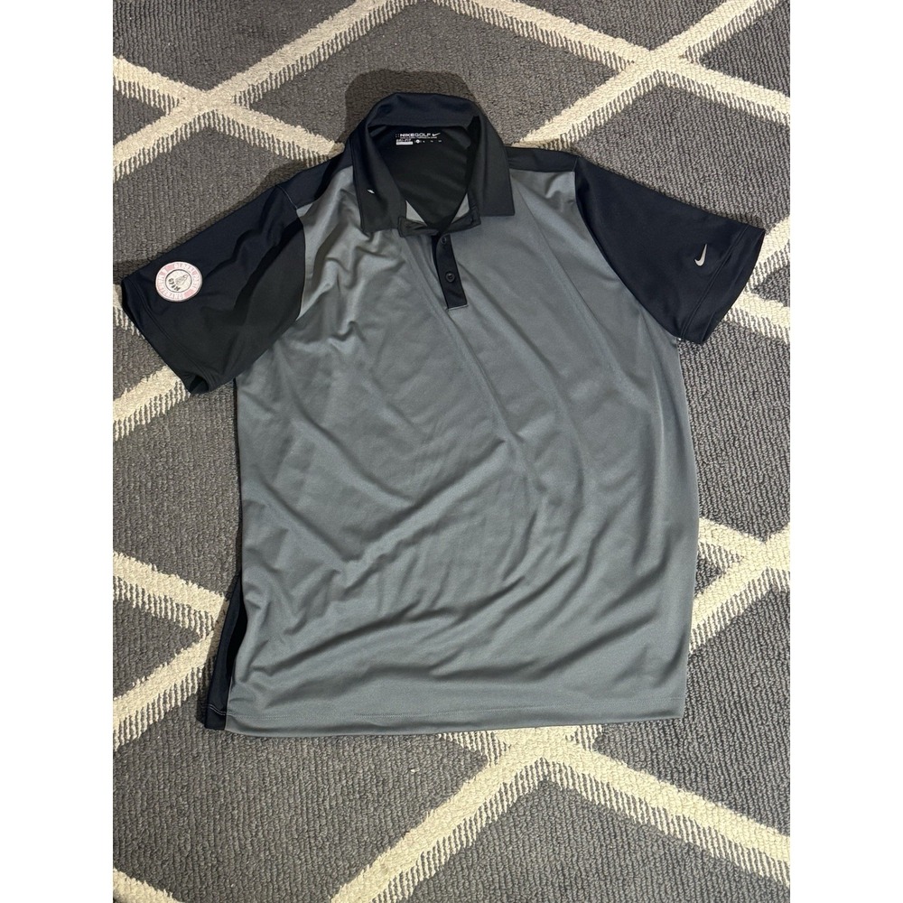 Nike Golf Polo Shirt Mens XL Black Gray Colorblock Dri-FIT Performance Global